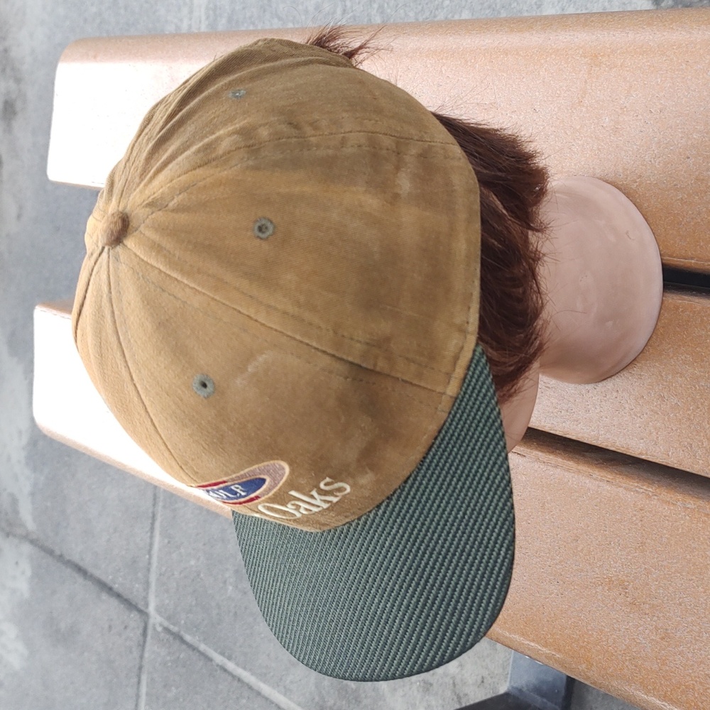 Vtg 1991 River Oaks Golf Embroidered Leather Strapback Hat Cap Made In Usa View 3